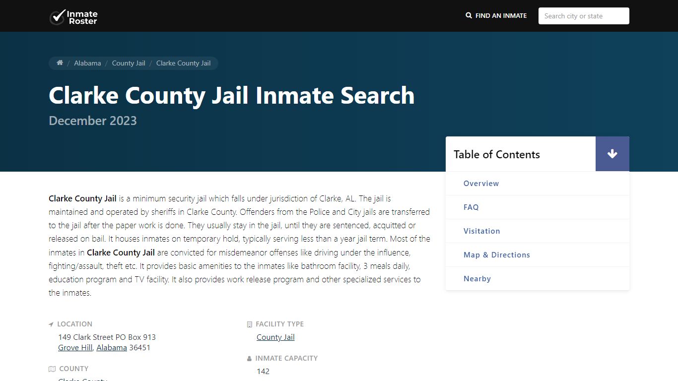 Inmate Search | Clarke County Jail - Grove Hill, AL